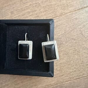 Vintage Black Onyx and Silver Earrings